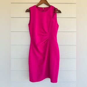 Elie Tahari Pink Sheath Dress Womens Size 10 Wool Blend Sleeveless